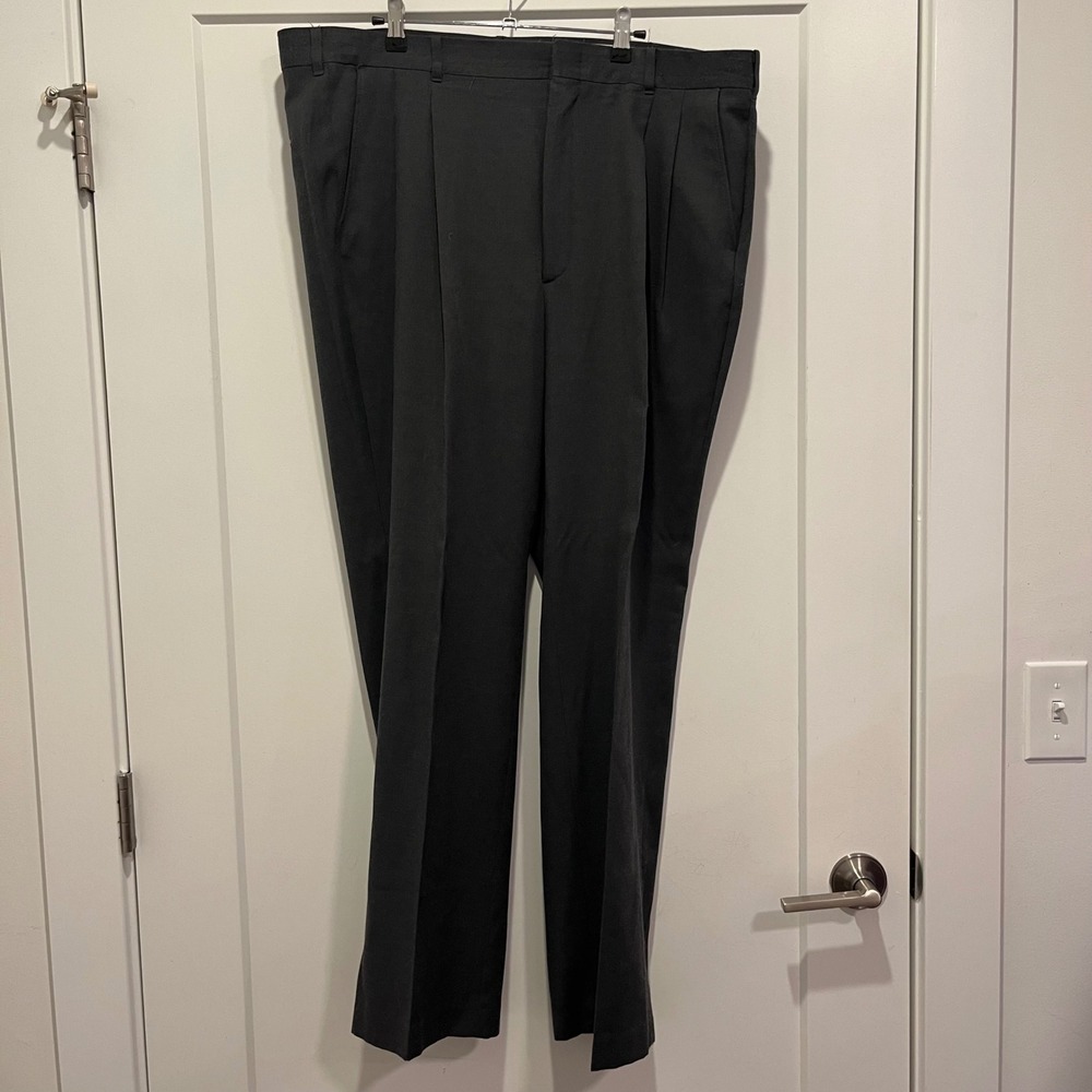 Botany 500 Mens Pleated Dress Pants Charcoal Gray Professional Trousers 40x31